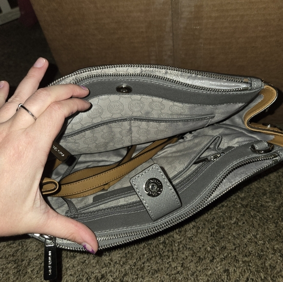 Michael Kors Gray and Tan Sutton Satchel - Picture 3 of 6